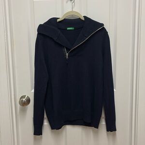 United Colors of‎ Benetton Navy Asymmetrical Zip Sweater